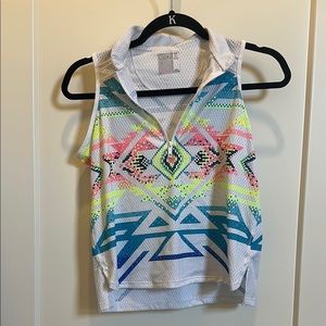 Women's Multicolor Sleeveless Golf Top